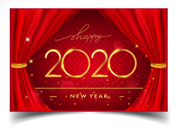 新年快乐2020优雅的设计孤立在现实的红色窗帘,矢量设计的贺卡,海报和邀请卡图片 新年快乐2020优雅的设计孤立在现实的红色窗帘,矢量设计的贺卡,海报和邀请卡图片下载