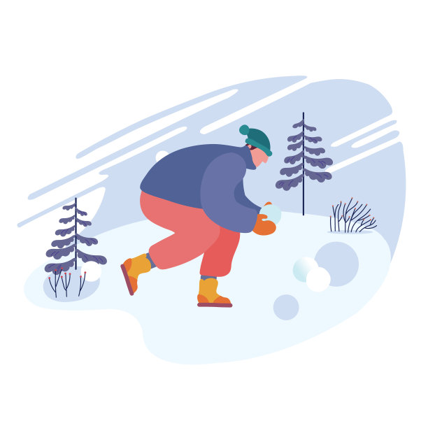 快乐的人做雪球笑,享受冬季假期。年轻男性角色愚弄和玩户外雪景背景。卡通平面矢量插图图片 快乐的人做雪球笑,享受冬季假期。年轻男性角色愚弄和玩户外雪景背景。卡通平面矢量插图图片下载