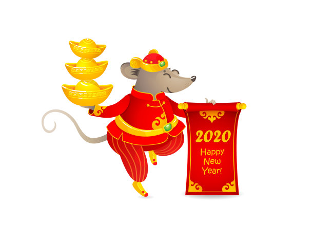 卡片上印有中国农历2020年的白色金属老鼠图案。图片 卡片上印有中国农历2020年的白色金属老鼠图案。图片下载