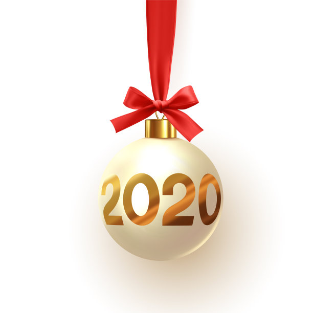 圣诞球挂在红色丝带蝴蝶结现实孤立与金色数字2020。新年快乐。圣诞小玩意。矢量图图片 圣诞球挂在红色丝带蝴蝶结现实孤立与金色数字2020。新年快乐。圣诞小玩意。矢量图图片下载
