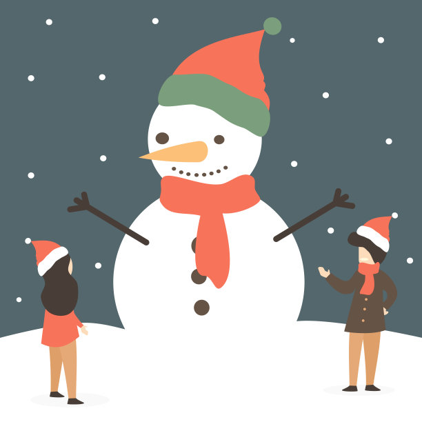 可爱的假期矢量插图与快乐的小人和美丽的巨大雪人图片 可爱的假期矢量插图与快乐的小人和美丽的巨大雪人图片下载