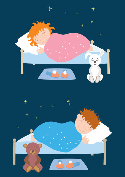 快乐睡眠的孩子们的向量图像图片 快乐睡眠的孩子们的向量图像图片下载