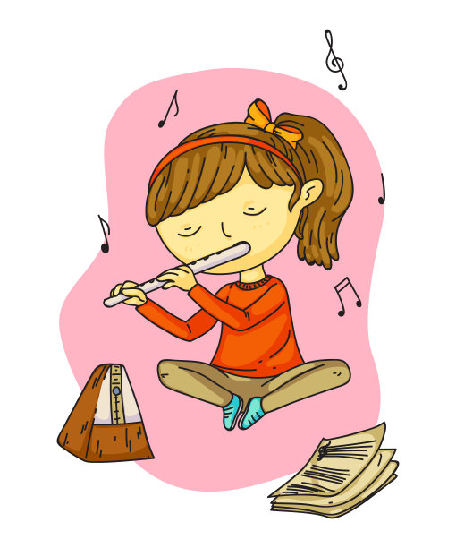可爱的小女孩在吹奏卡通曲调图片 可爱的小女孩在吹奏卡通曲调图片下载