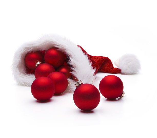 圣诞帽上的红色圣诞装饰物图片 圣诞帽上的红色圣诞装饰物图片下载