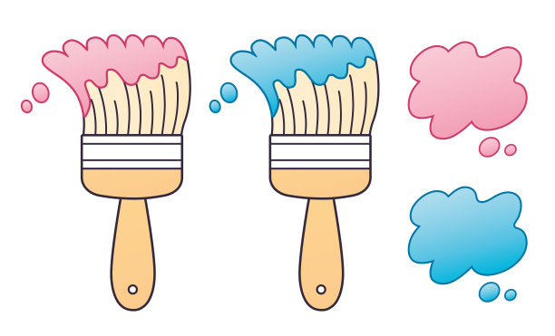 粉色和蓝色的画笔一笔一笔图片 粉色和蓝色的画笔一笔一笔图片下载