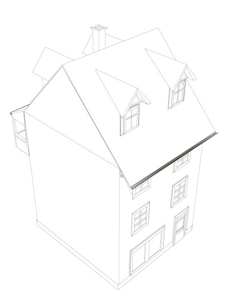 三层住宅楼的线框。房屋工程的轮廓。等距视图。矢量图图片 三层住宅楼的线框。房屋工程的轮廓。等距视图。矢量图图片下载