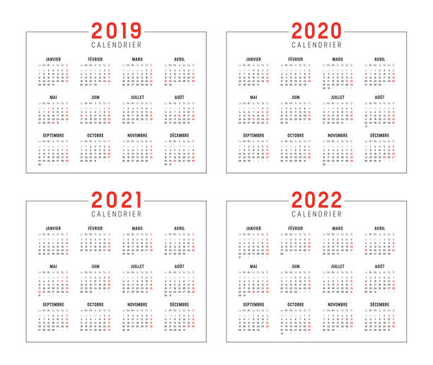 年份2019 2020 2021 2022法国日历图片 年份2019 2020 2021 2022法国日历图片下载