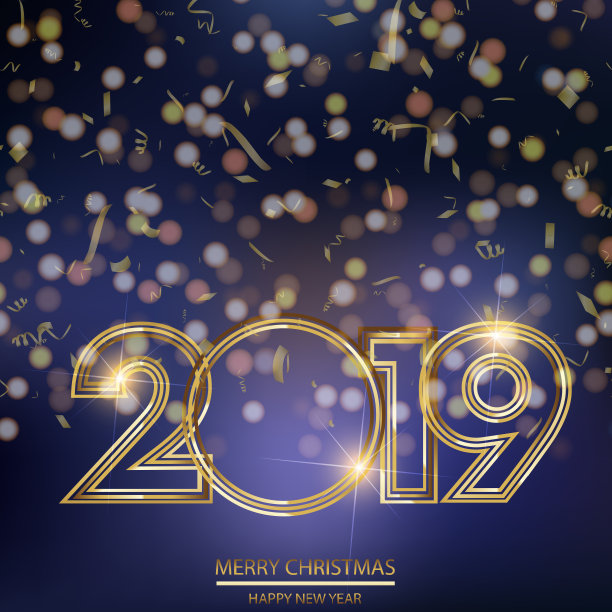 新年或圣诞快乐的背景与夜灯。2019. 向量图片 新年或圣诞快乐的背景与夜灯。2019. 向量图片下载