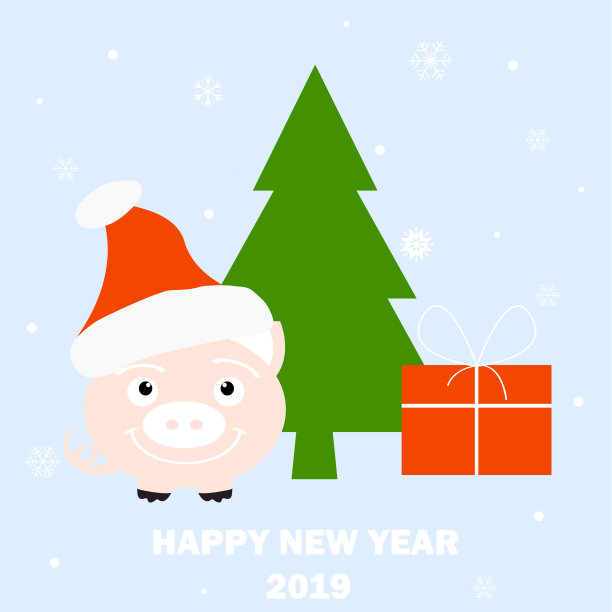 2019年新年快乐!年的猪。矢量图图片 2019年新年快乐!年的猪。矢量图图片下载