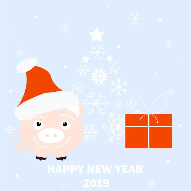 2019年新年快乐!年的猪。矢量图图片 2019年新年快乐!年的猪。矢量图图片下载