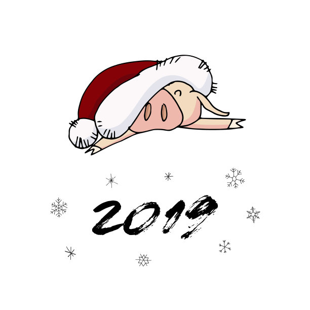 戴着圣诞帽的可爱圣诞小猪。2019年的象征。图片 戴着圣诞帽的可爱圣诞小猪。2019年的象征。图片下载