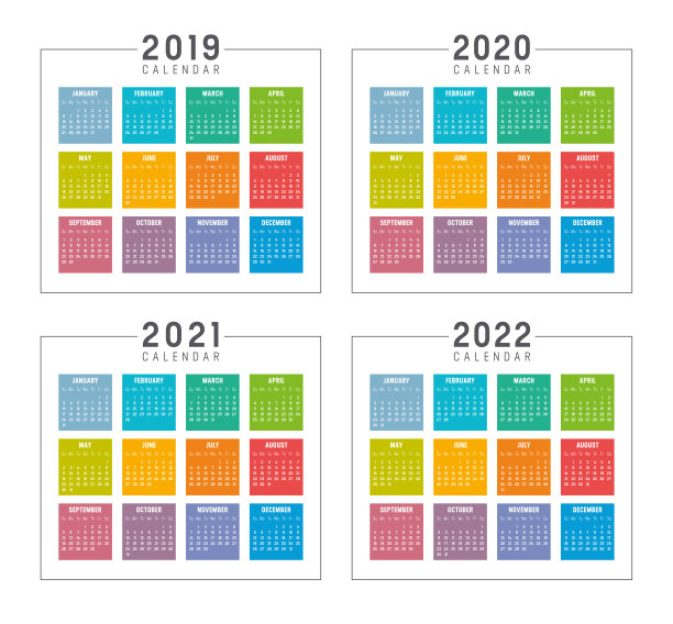 年2019 2020 2021 2022彩色日历图片 年2019 2020 2021 2022彩色日历图片下载