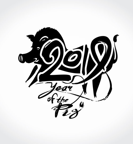 2019年的猪。手写模板与题字2019和猪。图片 2019年的猪。手写模板与题字2019和猪。图片下载
