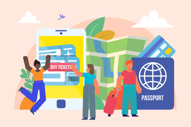 用手机在线购买机票。一群游客站在大手机、地图、护照附近图片 用手机在线购买机票。一群游客站在大手机、地图、护照附近图片下载