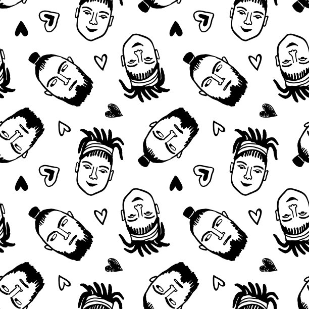 无缝模式与有趣的字符。图片 无缝模式与有趣的字符。图片下载