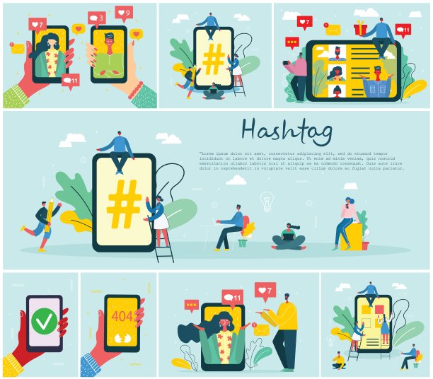 矢量插图的Hashtag概念图片 矢量插图的Hashtag概念图片下载