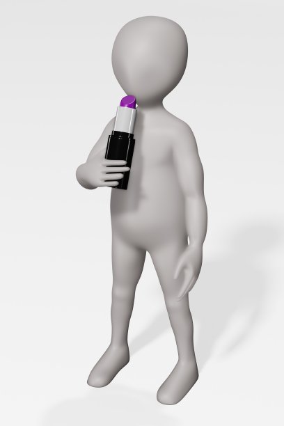 3D渲染的卡通人物与口红图片 3D渲染的卡通人物与口红图片下载