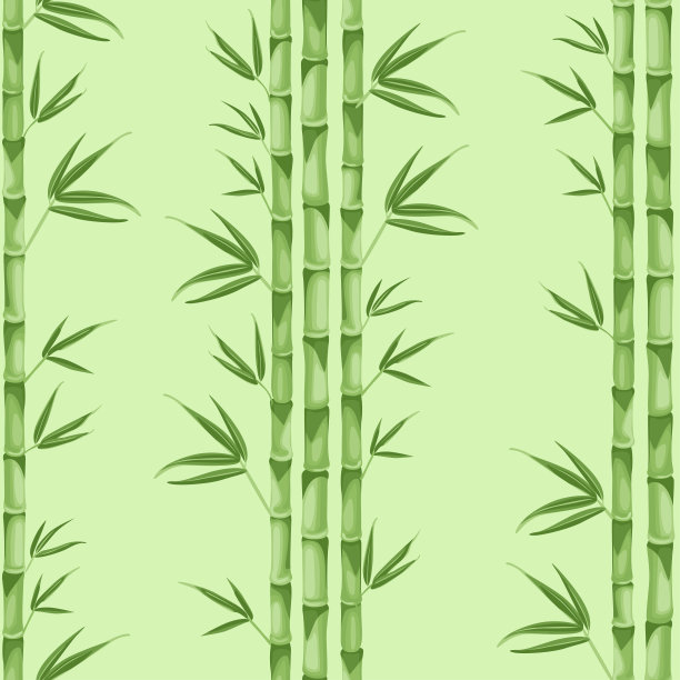 无缝模式与茎和叶的竹子在一个绿色的背景。矢量插图的热带亚洲植物在卡通扁平风格。图片 无缝模式与茎和叶的竹子在一个绿色的背景。矢量插图的热带亚洲植物在卡通扁平风格。图片下载