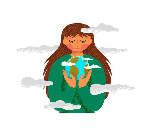 女人抱着绿色星球地球孤立图片 女人抱着绿色星球地球孤立图片下载