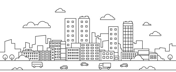 线城市景观。城市城市景观与摩天大楼,建筑,街道,公园和汽车,现代线性背景。向量的市中心图片 线城市景观。城市城市景观与摩天大楼,建筑,街道,公园和汽车,现代线性背景。向量的市中心图片下载