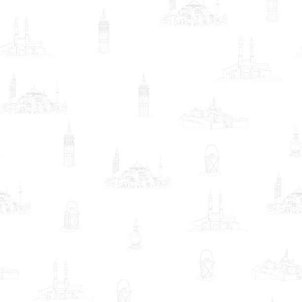 圣索菲亚大教堂,伊萨克帕夏宫,双尖塔,历史加拉塔塔。土耳其的著名建筑。无缝模式。图片 圣索菲亚大教堂,伊萨克帕夏宫,双尖塔,历史加拉塔塔。土耳其的著名建筑。无缝模式。图片下载