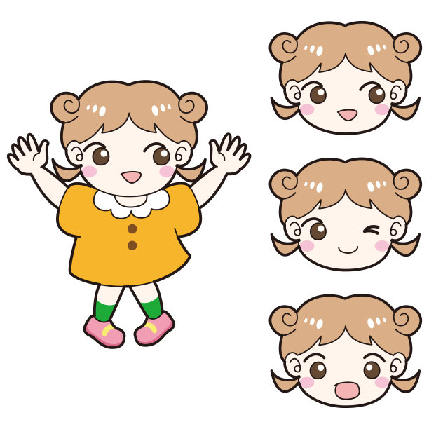 一套女孩的全身和面部表情图片 一套女孩的全身和面部表情图片下载