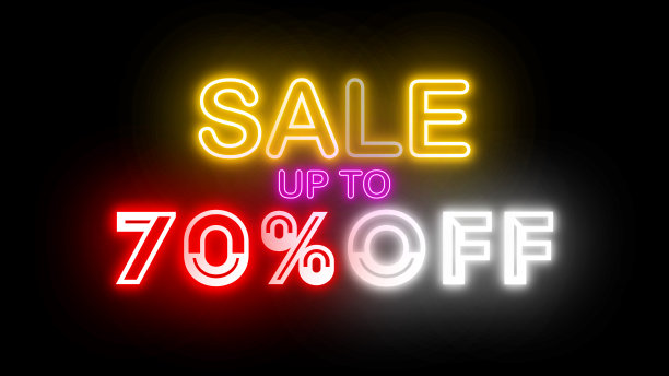 黑色砖墙上的霓虹文字文字字母用于促销、清仓促销和促销旺季促销。图片 黑色砖墙上的霓虹文字文字字母用于促销、清仓促销和促销旺季促销。图片下载