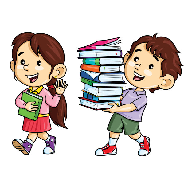 卡通小孩会带书图片 卡通小孩会带书图片下载