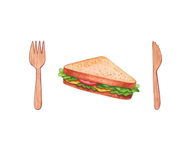 用木叉和木刀画三明治图片 用木叉和木刀画三明治图片下载