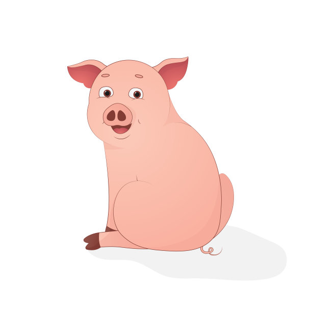 可爱小猪坐卡通2019年符号矢量插画图片 可爱小猪坐卡通2019年符号矢量插画图片下载
