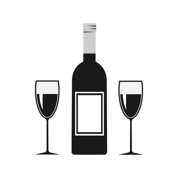 酒瓶和两个玻璃杯。矢量插图。图片 酒瓶和两个玻璃杯。矢量插图。图片下载