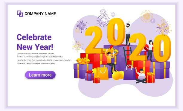 人们用大礼盒和象征2020年的大数字庆祝新年。可用于网页横幅,海报,登陆页,网页模板。矢量图图片 人们用大礼盒和象征2020年的大数字庆祝新年。可用于网页横幅,海报,登陆页,网页模板。矢量图图片下载