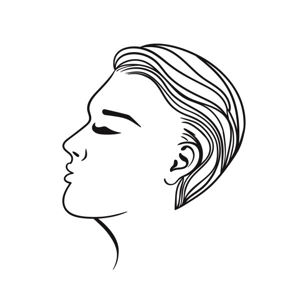 女人的发型是短发。白色背景上的黑色轮廓。矢量图形。图片 女人的发型是短发。白色背景上的黑色轮廓。矢量图形。图片下载