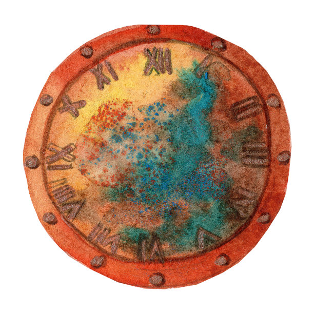 水彩画老锈钟蒸汽朋克风格。看图片 水彩画老锈钟蒸汽朋克风格。看图片下载