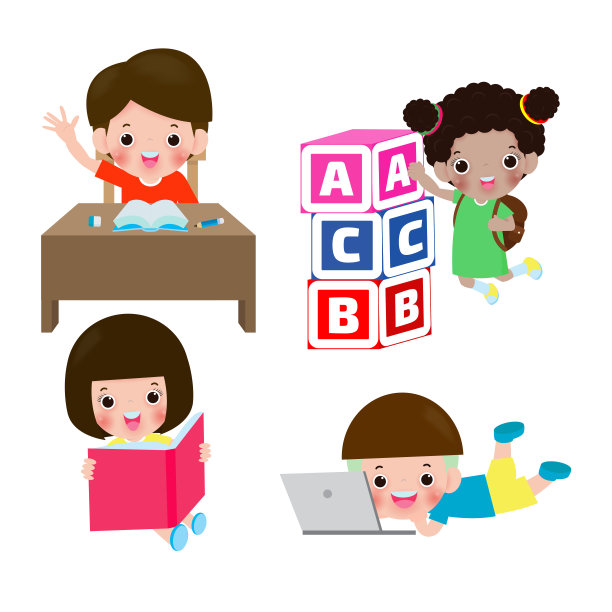 设置孩子在学校,回到学校教育概念孤立的背景矢量插图图片 设置孩子在学校,回到学校教育概念孤立的背景矢量插图图片下载