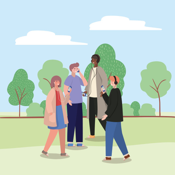 女孩和男孩在公园矢量设计智能手机图片 女孩和男孩在公园矢量设计智能手机图片下载