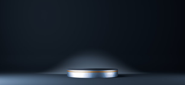 在黑色背景上的银色底座的3d渲染图片 在黑色背景上的银色底座的3d渲染图片下载