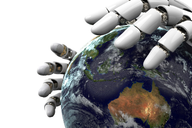 3D渲染行星地球上的机器人手孤立与剪辑路径在白色背景库存照片图片 3D渲染行星地球上的机器人手孤立与剪辑路径在白色背景库存照片图片下载