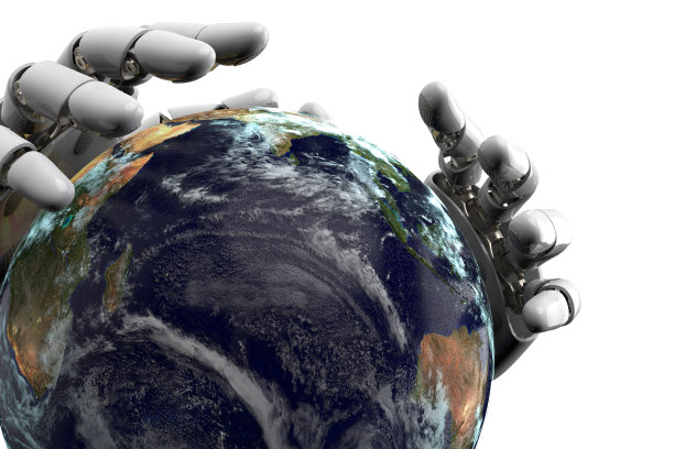 3D渲染行星地球上的机器人手孤立与剪辑路径在白色背景库存照片图片 3D渲染行星地球上的机器人手孤立与剪辑路径在白色背景库存照片图片下载