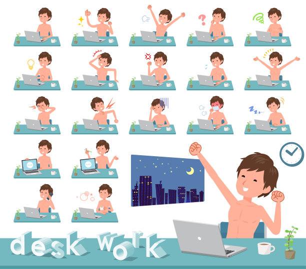 平面型裸男办公桌工作图片 平面型裸男办公桌工作图片下载
