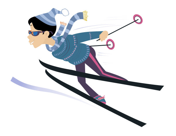 年轻的滑雪女子插图图片 年轻的滑雪女子插图图片下载