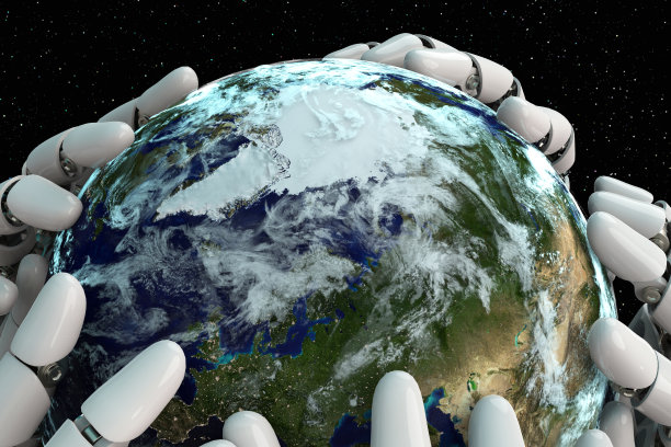 3D渲染行星地球覆盖机器人手孤立与剪辑路径在黑色背景库存照片图片 3D渲染行星地球覆盖机器人手孤立与剪辑路径在黑色背景库存照片图片下载