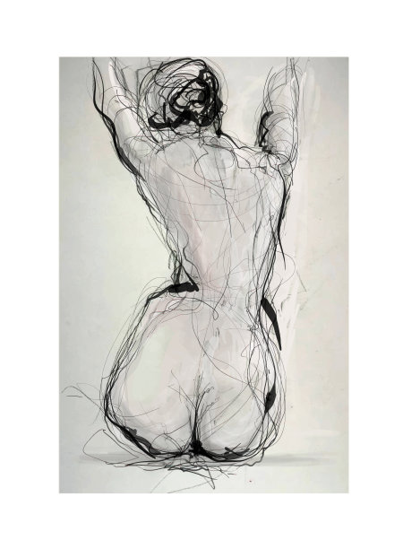 一个年轻女人的背部素描图片 一个年轻女人的背部素描图片下载