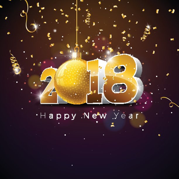 矢量新年2018年插图在闪亮的照明背景与排版设计。图片 矢量新年2018年插图在闪亮的照明背景与排版设计。图片下载