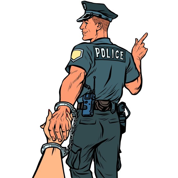 跟我来,警察逮捕了一个女人。孤立在白色背景上图片 跟我来,警察逮捕了一个女人。孤立在白色背景上图片下载