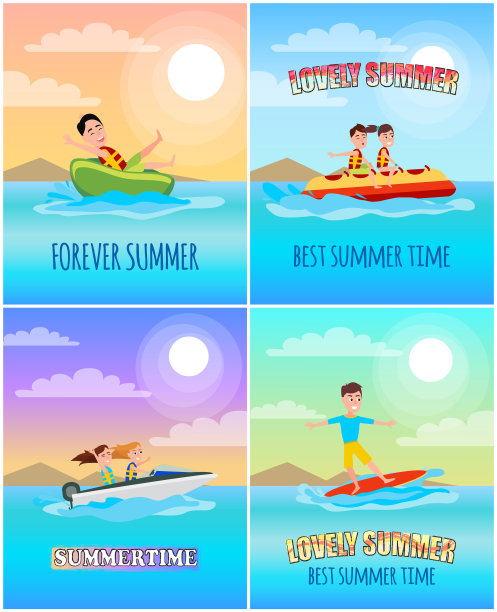 永远的夏季集合矢量插图图片 永远的夏季集合矢量插图图片下载
