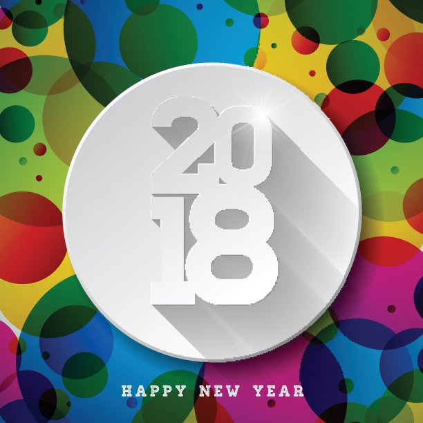 Vector新年快乐2018插图在闪亮的彩色背景与长阴影排版设计。图片 Vector新年快乐2018插图在闪亮的彩色背景与长阴影排版设计。图片下载