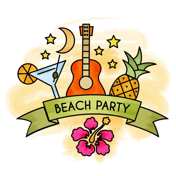 水彩暑期海报。夏天的旗帜。向量。图片 水彩暑期海报。夏天的旗帜。向量。图片下载