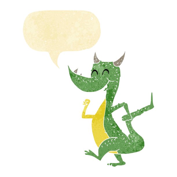 卡通快乐龙与语音泡泡图片 卡通快乐龙与语音泡泡图片下载