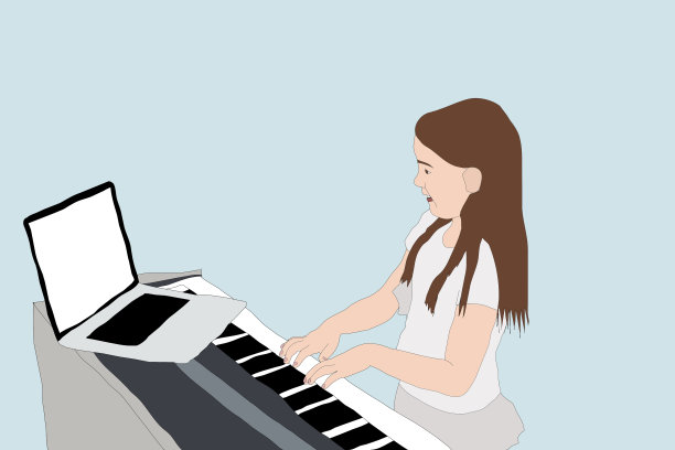 弹钢琴,钢琴女孩,插图。图片 弹钢琴,钢琴女孩,插图。图片下载